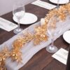 6 FT. Gold Leaf Garland Artificial Decorations Gold Branches Metallic Boxwood Vines Glam Christmas Holiday Table Setting Mantle Fireplace