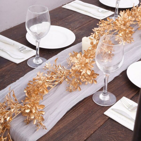 6 FT. Gold Leaf Garland Artificial Decorations Gold Branches Metallic Boxwood Vines Glam Christmas Holiday Table Setting Mantle Fireplace