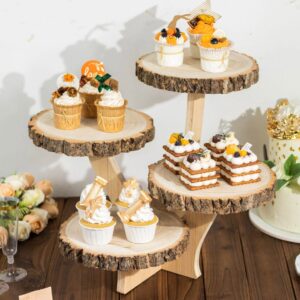 15" Tall 4-Tier Farmhouse Style Wood Slice Cupcake Stand Holder, Rustic Dessert Display Cake Stand, Farmhouse Home Decor, Rustic Decor