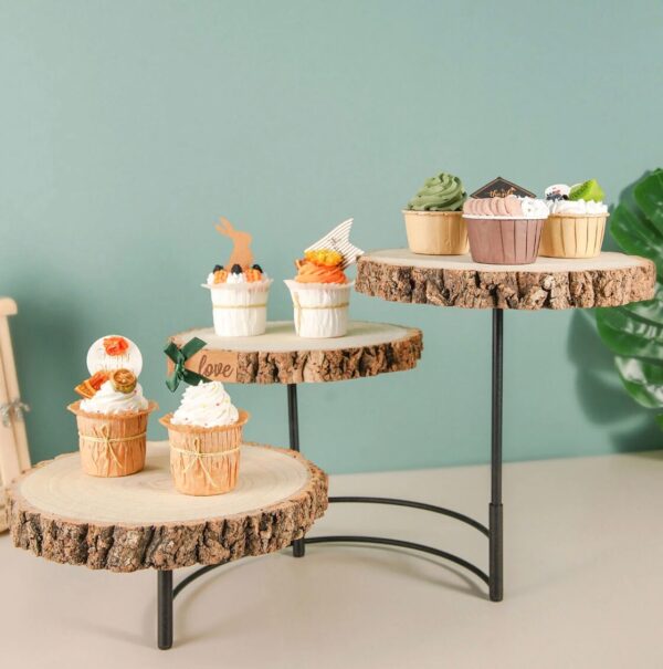 12" Tall 3-Tier Wood Slice Cheese Board, Cupcake Stand, Farmhouse Style Wood Slice, Cupcake Stand Holder, Farmhouse Home Decor, Rustic