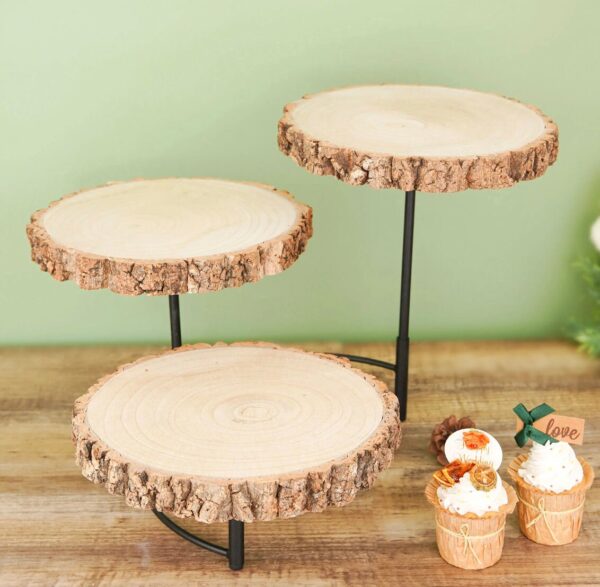 12" Tall 3-Tier Wood Slice Cheese Board, Cupcake Stand, Farmhouse Style Wood Slice, Cupcake Stand Holder, Farmhouse Home Decor, Rustic