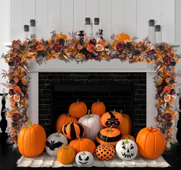 6 FT. Autumn Flower Garland Fall Harvest Decor Fall Decorations Fall Wedding Fireplace Mantel Decor Wholesale Thanksgiving Decor Terracotta