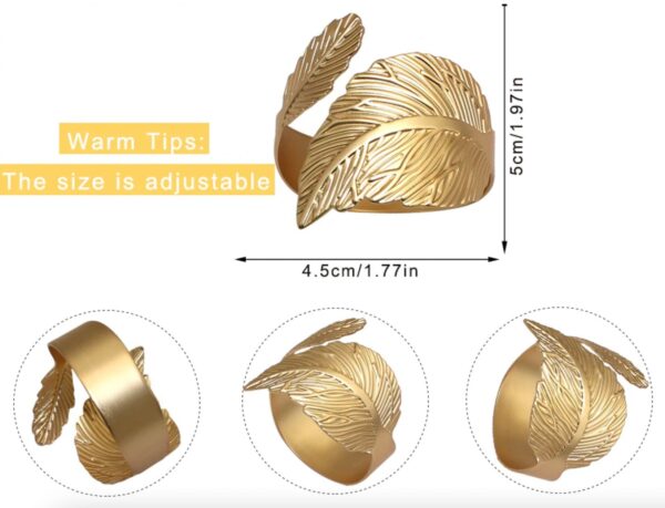 TWELVE Matte Gold Leaf Napkin Rings, Harvest Table Setting, Fall Table Decor, Thanksgiving Table Decor, Gold Leaves, Fall Decor, Sale