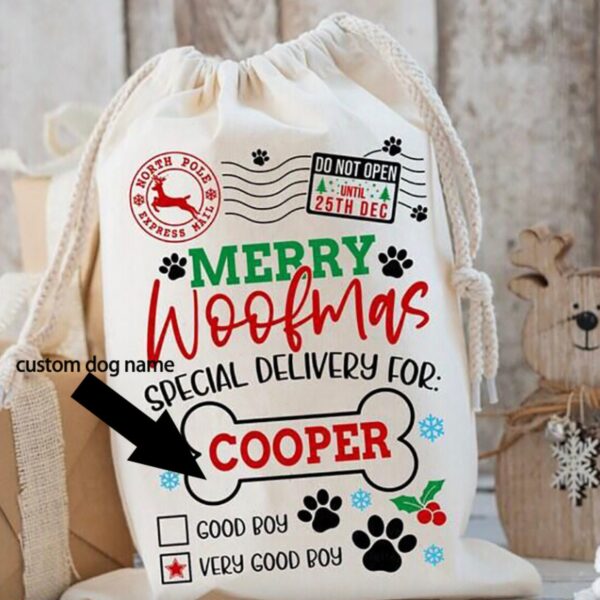 Custom Dog Gift for Christmas, Personalized Dog Gift Bag, Dog Name Sack, Christmas Gift for Dog, Monogram Dog Gift, Christmas Gift for Pets