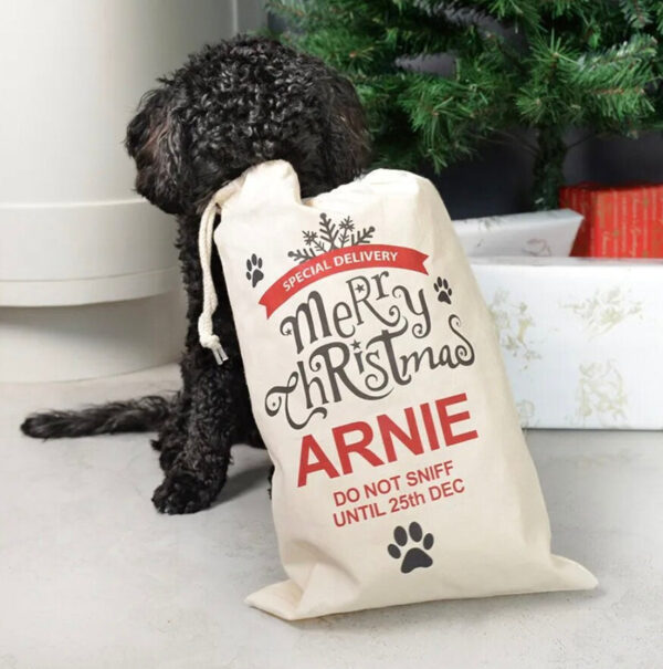 Custom Dog Gift for Christmas, Personalized Dog Gift Bag, Dog Name Bag, Christmas Gift for Dog, Monogram Dog Gift, Christmas Gift for Pets