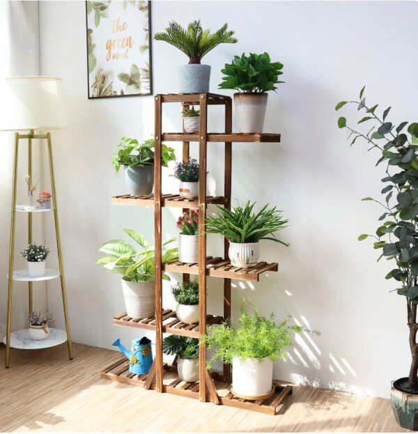 Multi- Tier 4 FT. Wooden Plant Shelf, Wooden Plant Holders, Flower Pot Stand Display Storage Rack, Indoor Garden, Dessert Display, Farmhouse