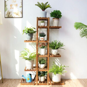 Multi- Tier 4 FT. Wooden Plant Shelf, Wooden Plant Holders, Flower Pot Stand Display Storage Rack, Indoor Garden, Dessert Display, Farmhouse