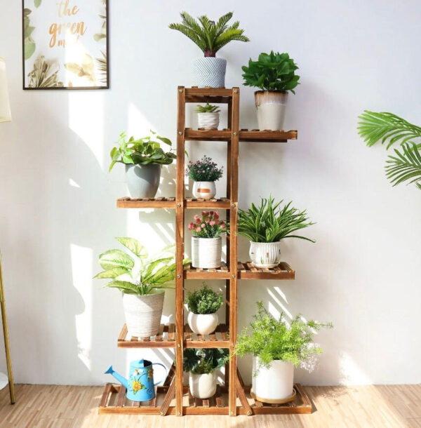 Multi- Tier 4 FT. Wooden Plant Shelf, Wooden Plant Holders, Flower Pot Stand Display Storage Rack, Indoor Garden, Dessert Display, Farmhouse