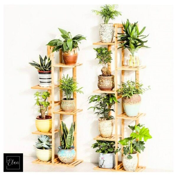 Bamboo Plant Shelf, Multi-Tier Wooden Plant Holders, Flower Pot Stand Display Storage Rack, Indoor Garden, Dessert Display, Boho Style Shelf