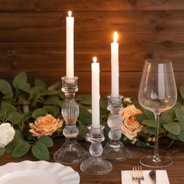 Clear Glass Taper Candle Holder Set Centerpiece Wedding Reception Table Decorations Crystal Decorations Wholesale Housewarming Gift