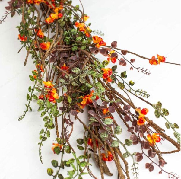 5 FT. Orange Vine Floral Garland, Autumn Garland, Fall Harvest Decor, Fall Decorations, Fireplace Mantel Farmhouse Thanksgiving Decor, Sale