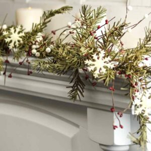 4 FT Rustic Artificial Pine and Snowflake Christmas Holiday Garland Tree Decorations Primitive Garlands Old Decor Wholesale Mantle Fireplace