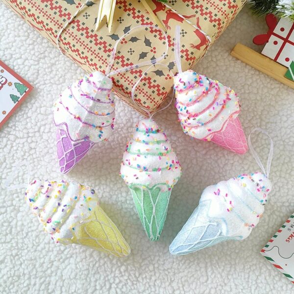 5 Ice Cream Cone Ornaments, Sweet Treats Decor, Hanging Ice Cream Cones, Sweet Tree Decor, Christmas Tree Decor, Ice cream Shop Decor, Saleq