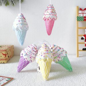 5 Ice Cream Cone Ornaments, Sweet Treats Decor, Hanging Ice Cream Cones, Sweet Tree Decor, Christmas Tree Decor, Ice cream Shop Decor, Saleq