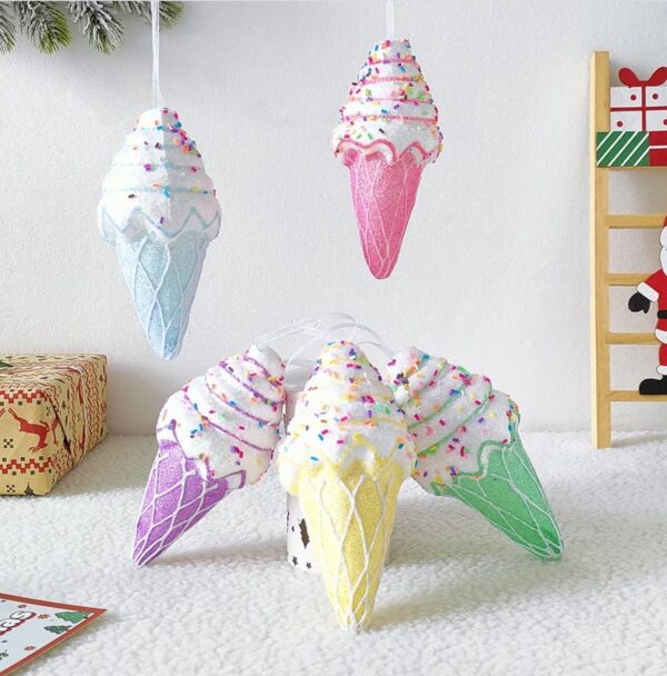 5 Ice Cream Cone Ornaments, Sweet Treats Decor, Hanging Ice Cream Cones, Sweet Tree Decor, Christmas Tree Decor, Ice cream Shop Decor, Saleq