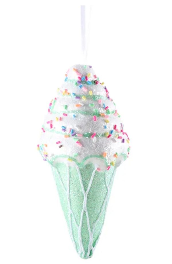 5 Ice Cream Cone Ornaments, Sweet Treats Decor, Hanging Ice Cream Cones, Sweet Tree Decor, Christmas Tree Decor, Ice cream Shop Decor, Saleq