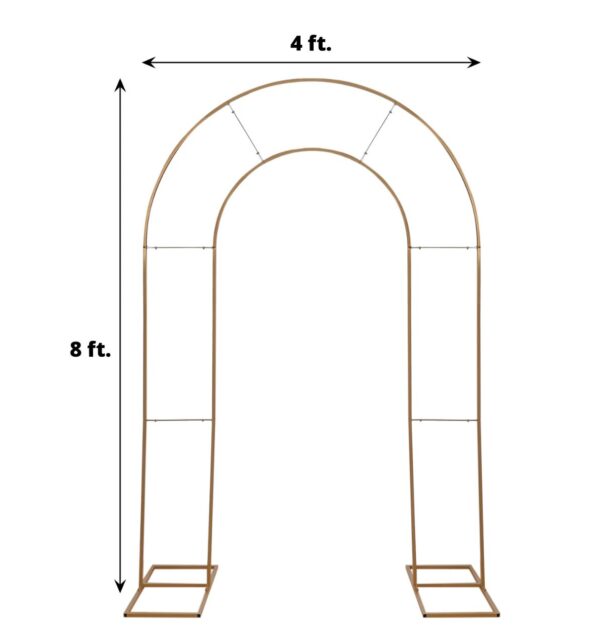 8 FT. Gold Round Wedding Arch, Gold Photo Backdrop, Heavy Duty Photography Stand, Ceremony Outdoor Decoration, Floral Arch, Balloon Frame