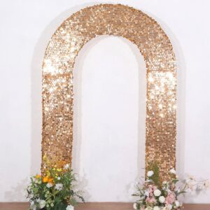 8 FT. Sequin Gold Wedding Arch Cover, Gold Photo Backdrop, Large Sequin Arch Stand Cover, Ceremony Decoration, Floral Arch, Sparkly Arch