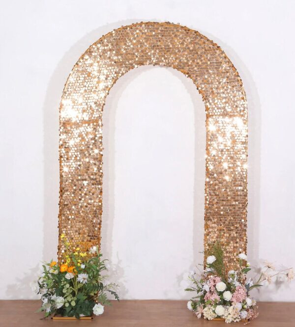 8 FT. Sequin Gold Wedding Arch Cover, Gold Photo Backdrop, Large Sequin Arch Stand Cover, Ceremony Decoration, Floral Arch, Sparkly Arch