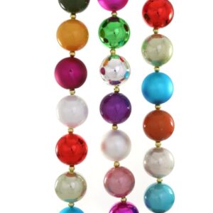 6 FT. Glass Ball Bead Garland, Christmas Tree Decorations, Ornament String Garlands, Wholesale Decor, Whimsical Colorful Rainbow Garland