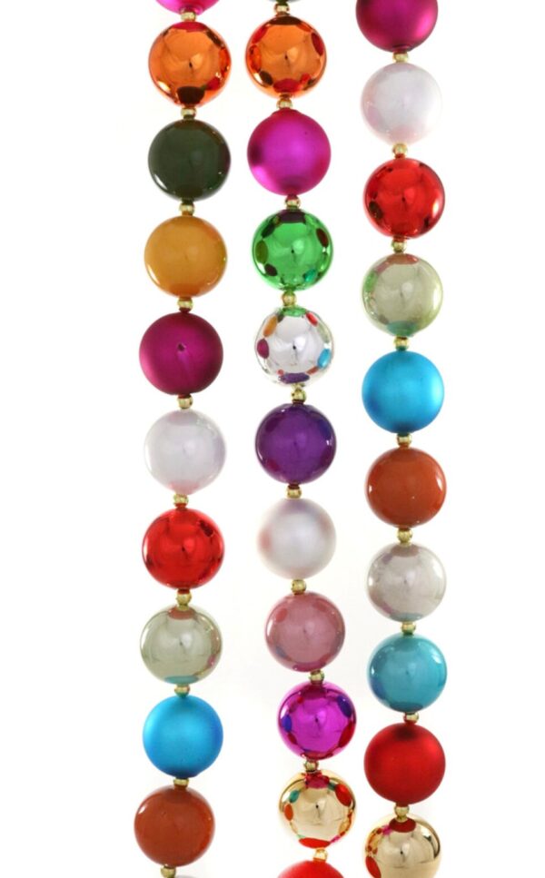 6 FT. Glass Ball Bead Garland, Christmas Tree Decorations, Ornament String Garlands, Wholesale Decor, Whimsical Colorful Rainbow Garland