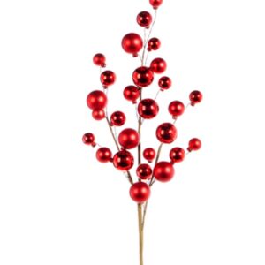 31 Inch Red Ornament Ball Spray, Christmas Tree Decorations, Ornament Ball Pick, Wholesale Decor, Whimsical Holiday Floral Picks, Sale