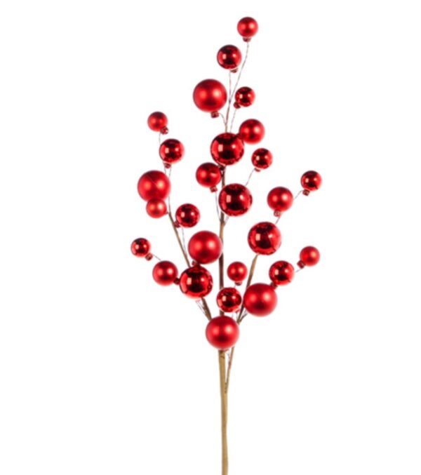 31 Inch Red Ornament Ball Spray, Christmas Tree Decorations, Ornament Ball Pick, Wholesale Decor, Whimsical Holiday Floral Picks, Sale