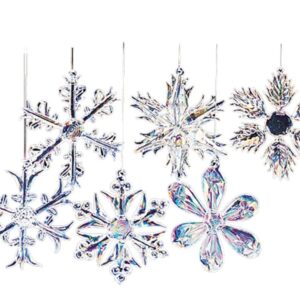 SIX Glass Crystal Snowflake Ornaments Christmas Tree Decorations Sparkly String Sparkly Crystal Decor Wholesale Ornamnts Glam Glitz Winter