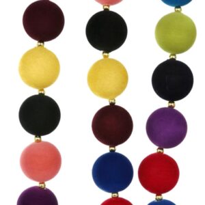 65" Velvet Ball Bead Garland, Flocking Christmas Tree Decorations, Ornament String Garlands, Wholesale Decor, Colorful Rainbow Garland