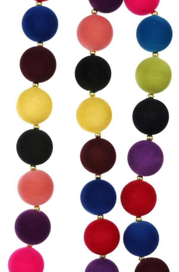 65" Velvet Ball Bead Garland, Flocking Christmas Tree Decorations, Ornament String Garlands, Wholesale Decor, Colorful Rainbow Garland