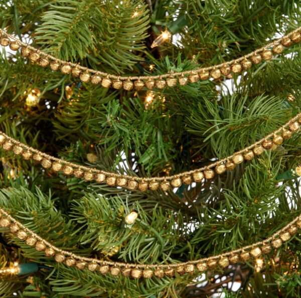 60'" Gold Tiny Jingle Bells Garland, Small Christmas Tree Decorations, Garland for Small Tree, Delicate Gold Sleigh Bells Garland Decor