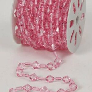 30 FT. Pink Acrylic Crystal Garland, Christmas Tree Decorations Sparkly String Beads, Sparkly Crystal Decor, Gatsby Glam, Glitz Beads