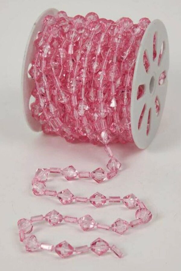 30 FT. Pink Acrylic Crystal Garland, Christmas Tree Decorations Sparkly String Beads, Sparkly Crystal Decor, Gatsby Glam, Glitz Beads