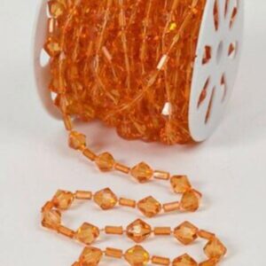 30 FT. Tangerine Acrylic Crystal Garland, Christmas Tree Decorations Sparkly String Beads, Sparkly Crystal Decor, Orange Crystal Beads