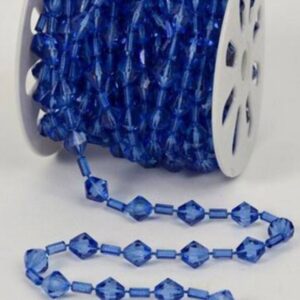 30 FT. Royal Blue Acrylic Crystal Garland, Christmas Tree Decorations Sparkly String Beads, Sparkly Crystal Decor, Deep Blue Crystal Beads