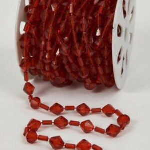 30 FT. Burgundy Acrylic Crystal Garland, Christmas Tree Decorations Sparkly String Beads, Sparkly Crystal Decor, Deep Red Crystal Beads