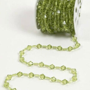 30 FT. Apple Green Acrylic Crystal Garland, Christmas Tree Decorations Sparkly String Bead, Sparkly Crystal Decor, Light Green Crystal Beads