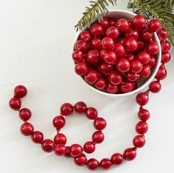 6 FT. Faux Dark Red Cranberry Garland, Christmas Tree Decorations, Artificial Cranberries, Primitive String Old Decor, Wholesale Garlands