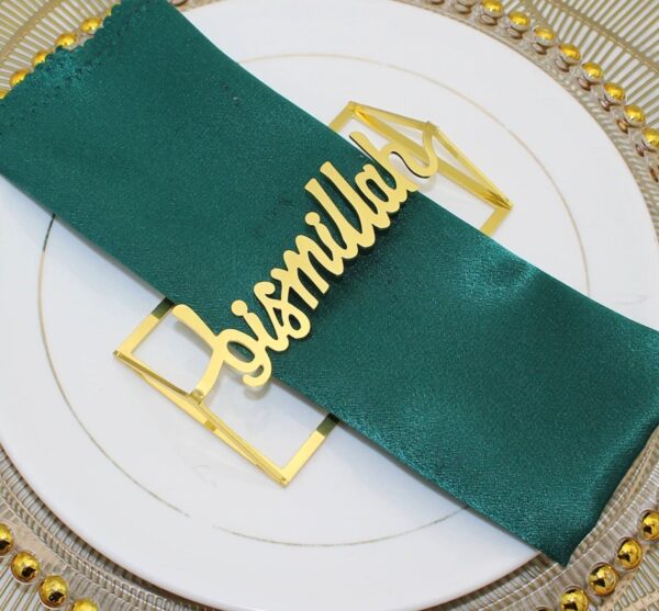 6 Bismillah Gold Napkin Rings, Islamic Table Setting, Eid Table Decor, Eid ul Fitr Table Decor, Allah Decorations, Eid Decor, Umrah Decor