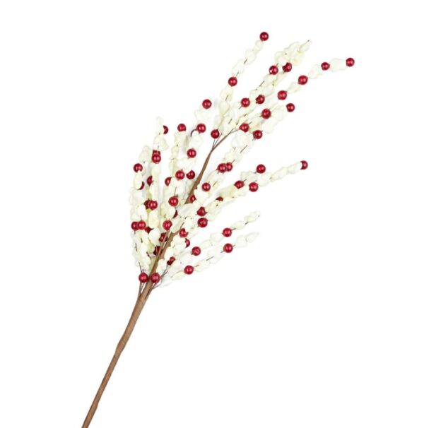 TWO 26" Faux Popcorn Cranberry Spray Pick, Christmas Tree Decorations, Artificial Primitive String Old Decor, Popcorn Christmas Florals