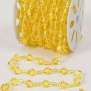 30 FT. Yellow Acrylic Crystal Garland, Christmas Tree Decorations Sparkly String Beads, Sparkly Crystal Decor, Canary Yellow Crystal Beads