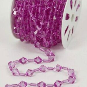 30 FT. Fuchsia Acrylic Crystal Garland, Christmas Tree Decorations Sparkly String Beads, Sparkly Crystal Decor, Pink Purple Crystal Beads