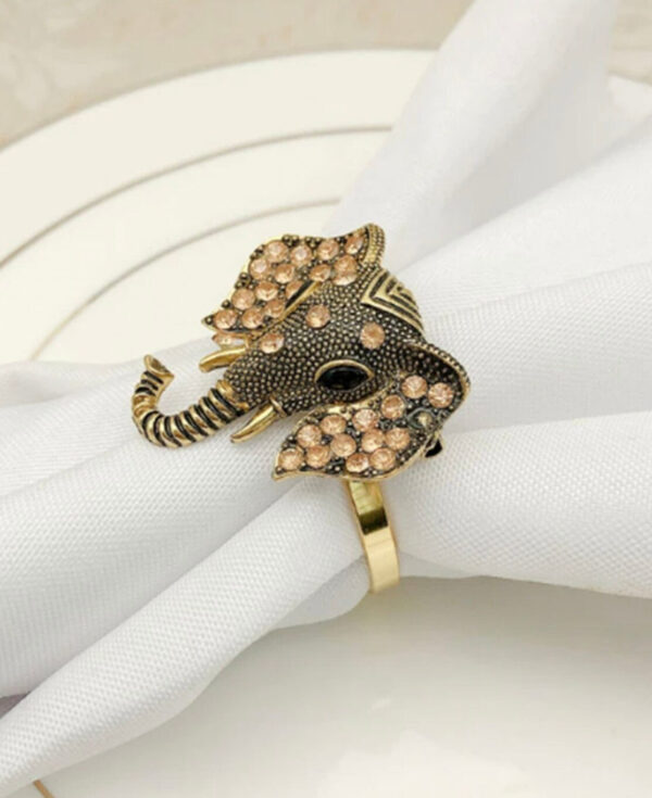 12 Elephant Rhinestone Napkin Rings, Animal Table Setting, Table Decor, Ganesh Decor, Exotic Table Decor, Indian Home Decor, Elephant Decor