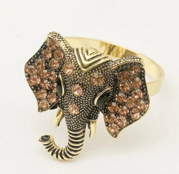 12 Elephant Rhinestone Napkin Rings, Animal Table Setting, Table Decor, Ganesh Decor, Exotic Table Decor, Indian Home Decor, Elephant Decor