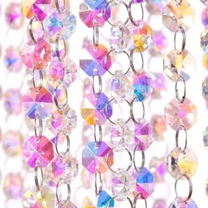 3 FT. Iridescent Glass Crystal Garlands, Christmas Decor, Aurora Borealis Wholesale Crystals, Glass Bead Garland, 14mm Crystals on Rings