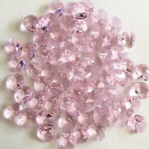 25 Loose Pink Glass Crystal Garlands, Blush Pink Crystals, Octagon Beads, Wholesale Crystals, K9 Glass Beads, 14mm Crystals on Rings