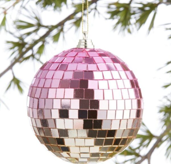 4" Pink Ombre Mirror Disco Ball, Hanging Glass Mirrored Ball, Pink Disco Decorations, Party Groovy 70s Theme Retro Dance, Valentines Day