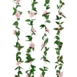 FOUR 6 FT. Hanging Blush Rose Garlands, Spring Decor, Easter Floral Arrangements, Wedding Ceremony, Outdoor Hanging Flowers, Pink Faux Roses