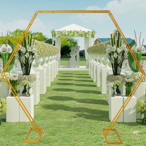 7 FT. Gold Hexagon Wedding Arch, Gold Geometric Backdrop, DIY Photo Backdrop, Photography Stand, Ceremony Outdoor Decoration, Floral Arch