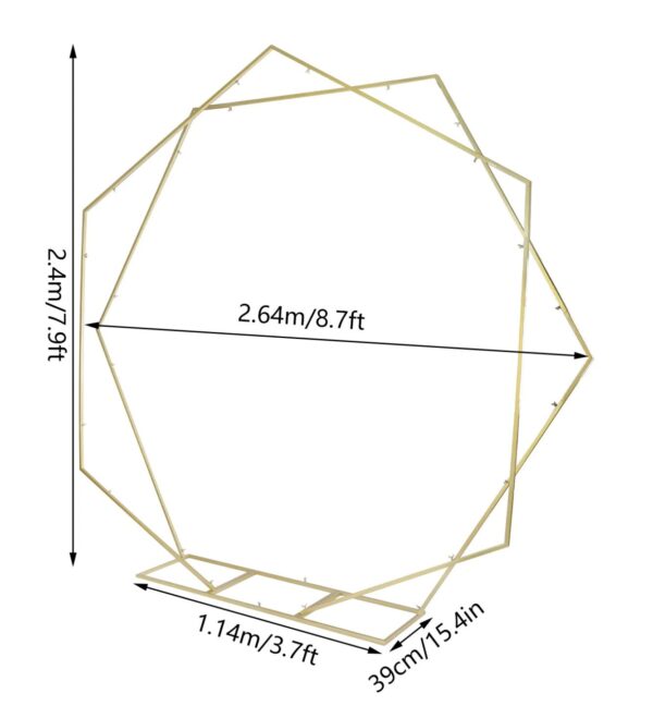 8 FT. Gold Double Hexagon Wedding Arch, Gold Geometric Backdrop, DIY Photo Backdrop, Photography Stand, Ceremony Outdoor Decor, Floral Arch